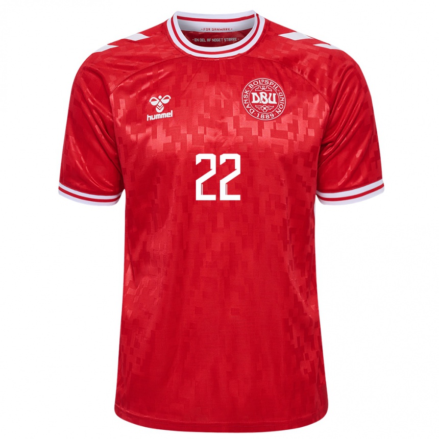 Kids Football Denmark Kathrine Larsen #22 Red Home Jersey 24-26 T-Shirt Canada