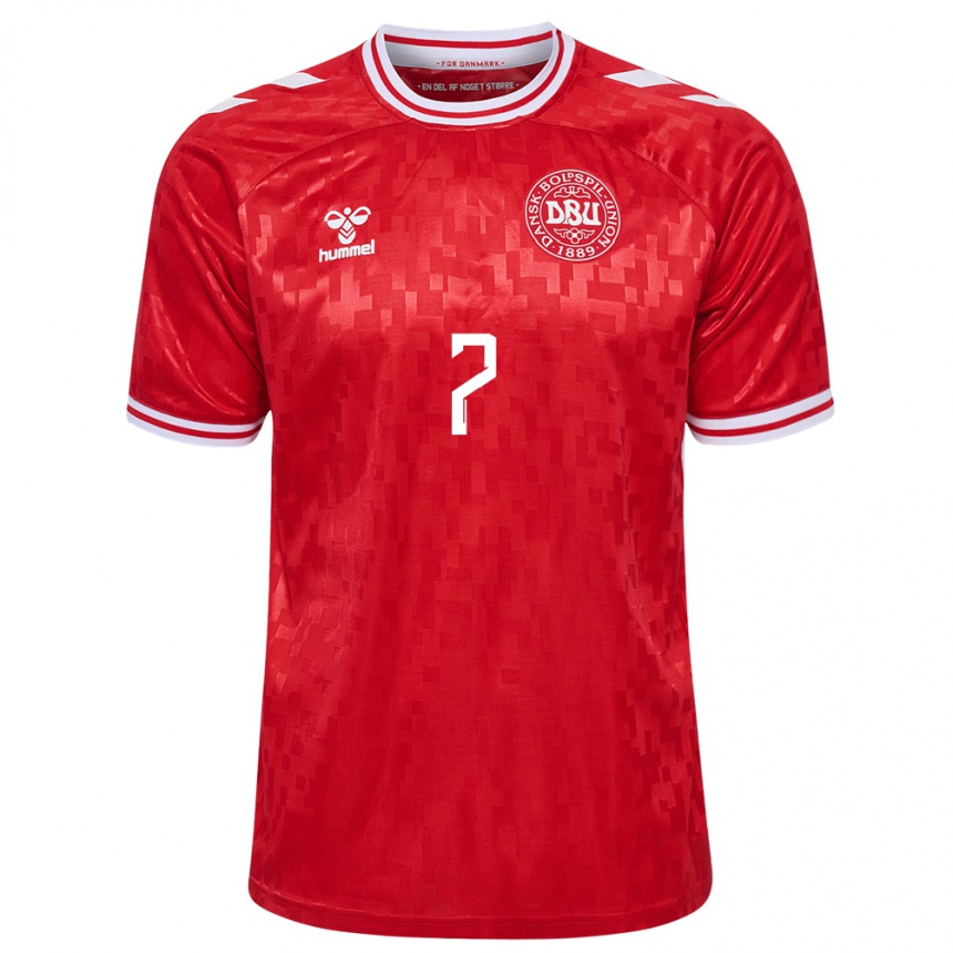 Kids Football Denmark Mathias Jensen #7 Red Home Jersey 24-26 T-Shirt Canada