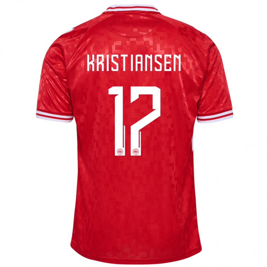 Kids Football Denmark Victor Kristiansen #17 Red Home Jersey 24-26 T-Shirt Canada