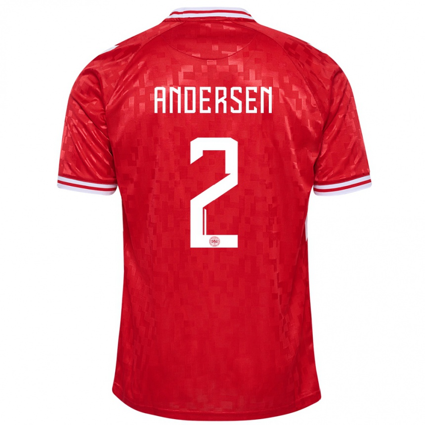 Kids Football Denmark Joachim Andersen #2 Red Home Jersey 24-26 T-Shirt Canada