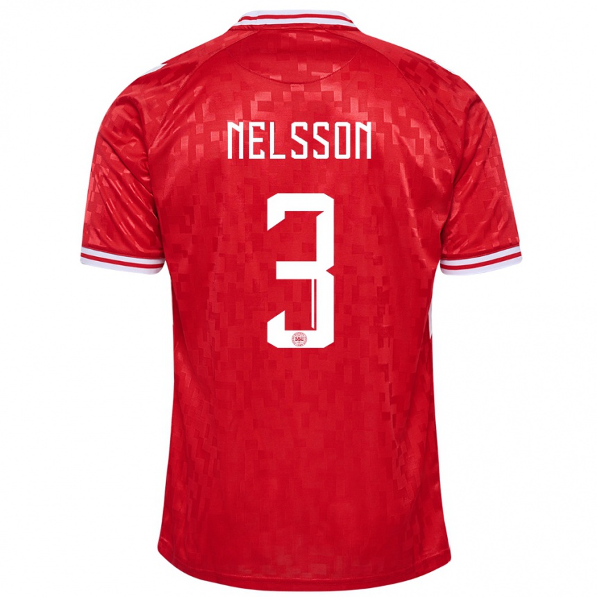 Kids Football Denmark Victor Nelsson #3 Red Home Jersey 24-26 T-Shirt Canada