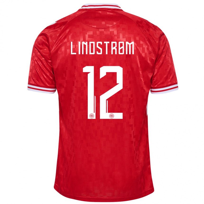 Kids Football Denmark Jesper Lindstrom #12 Red Home Jersey 24-26 T-Shirt Canada