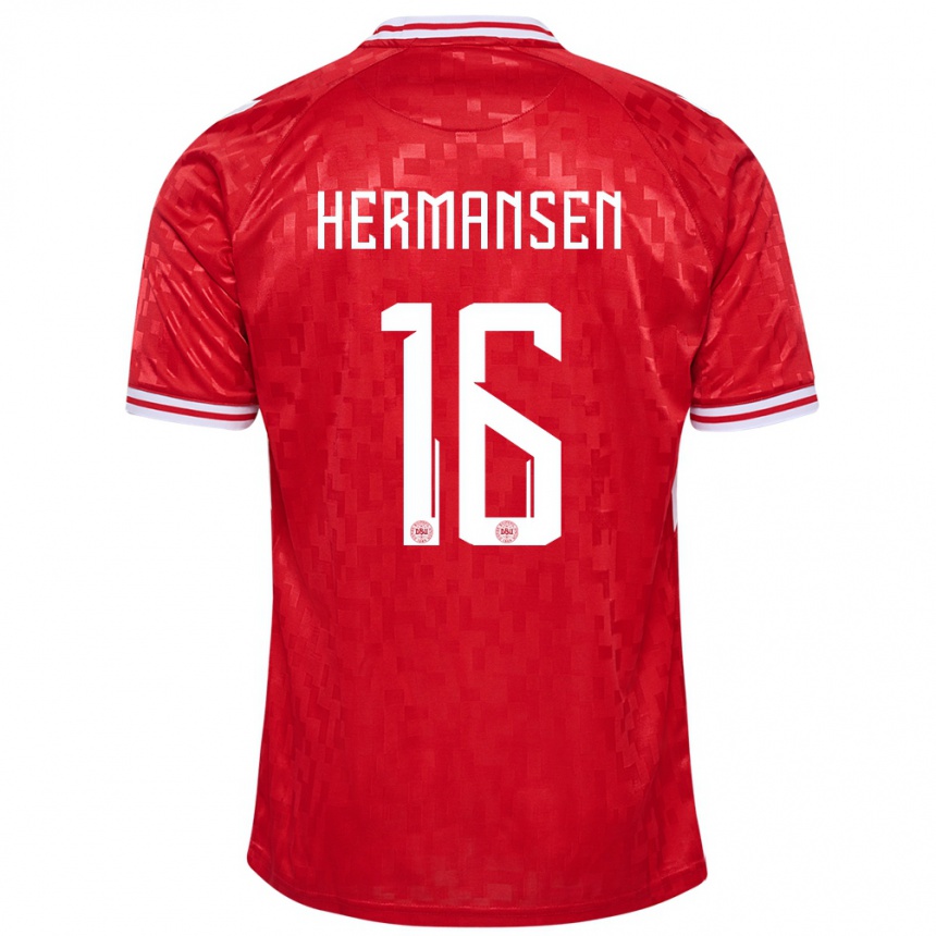 Kids Football Denmark Mads Hermansen #16 Red Home Jersey 24-26 T-Shirt Canada