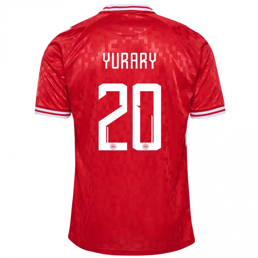 Kids Football Denmark Yussuf Poulsen #20 Red Home Jersey 24-26 T-Shirt Canada