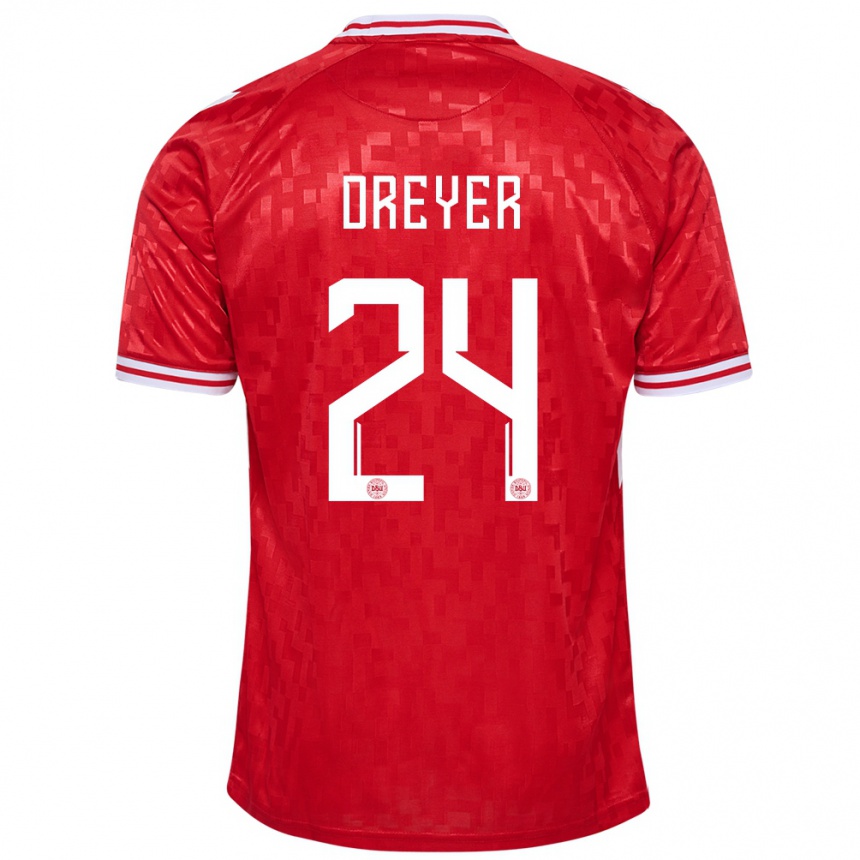 Kids Football Denmark Anders Dreyer #24 Red Home Jersey 24-26 T-Shirt Canada