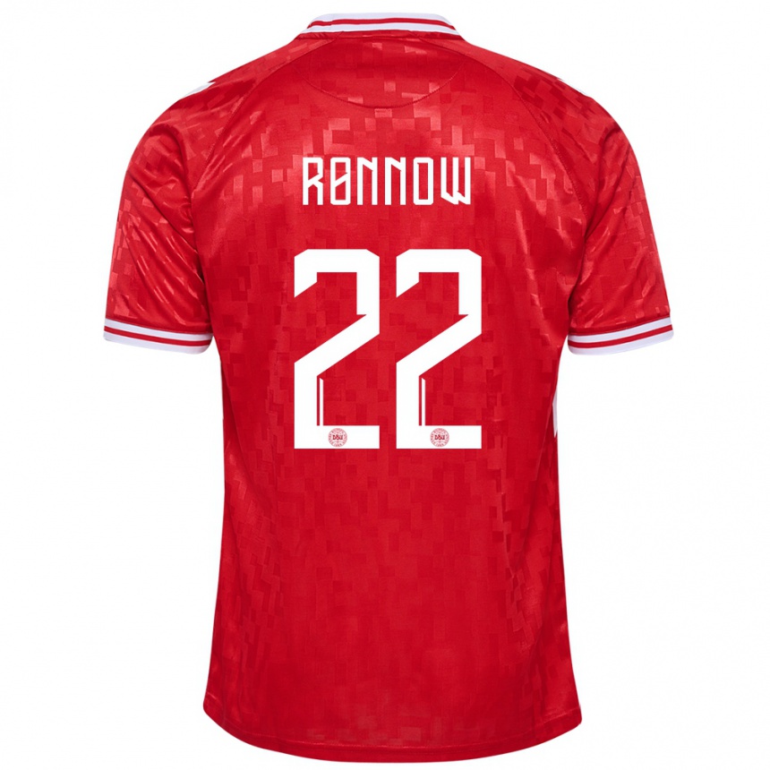 Kids Football Denmark Frederik Ronnow #22 Red Home Jersey 24-26 T-Shirt Canada