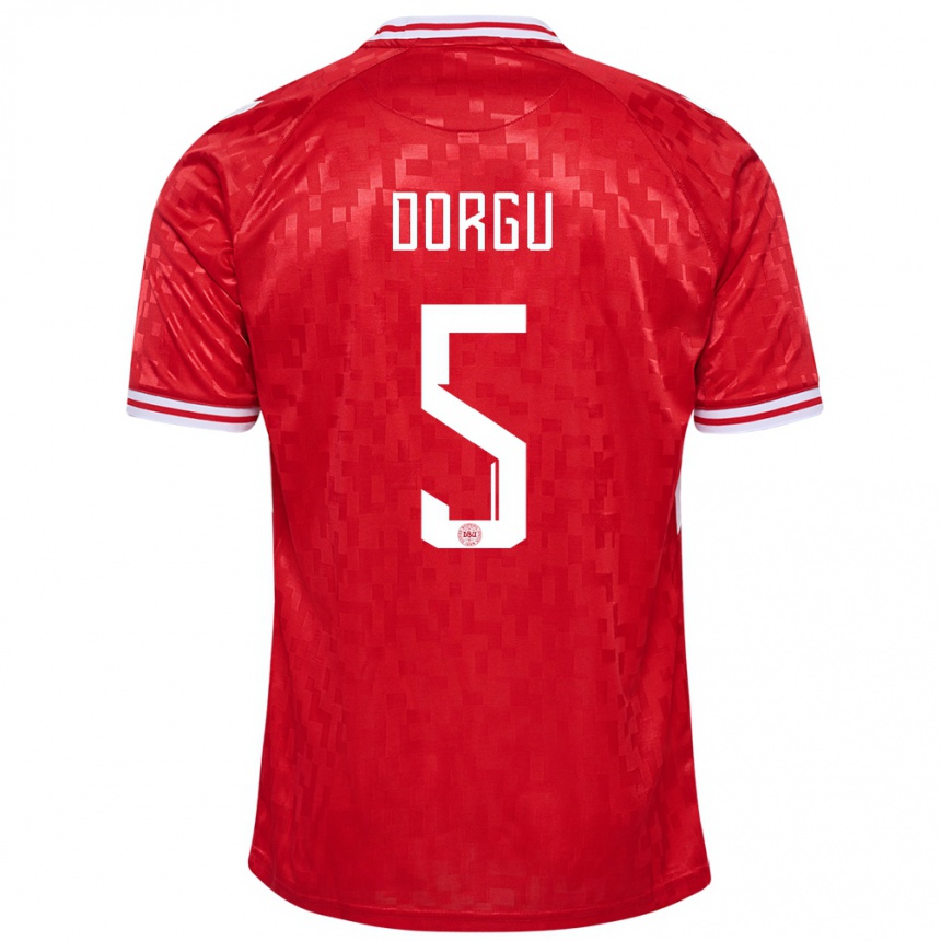 Kids Football Denmark Patrick Dorgu #5 Red Home Jersey 24-26 T-Shirt Canada