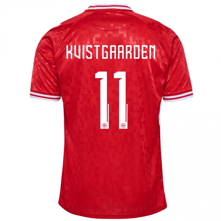 Kids Football Denmark Mathias Kvistgaarden #11 Red Home Jersey 24-26 T-Shirt Canada