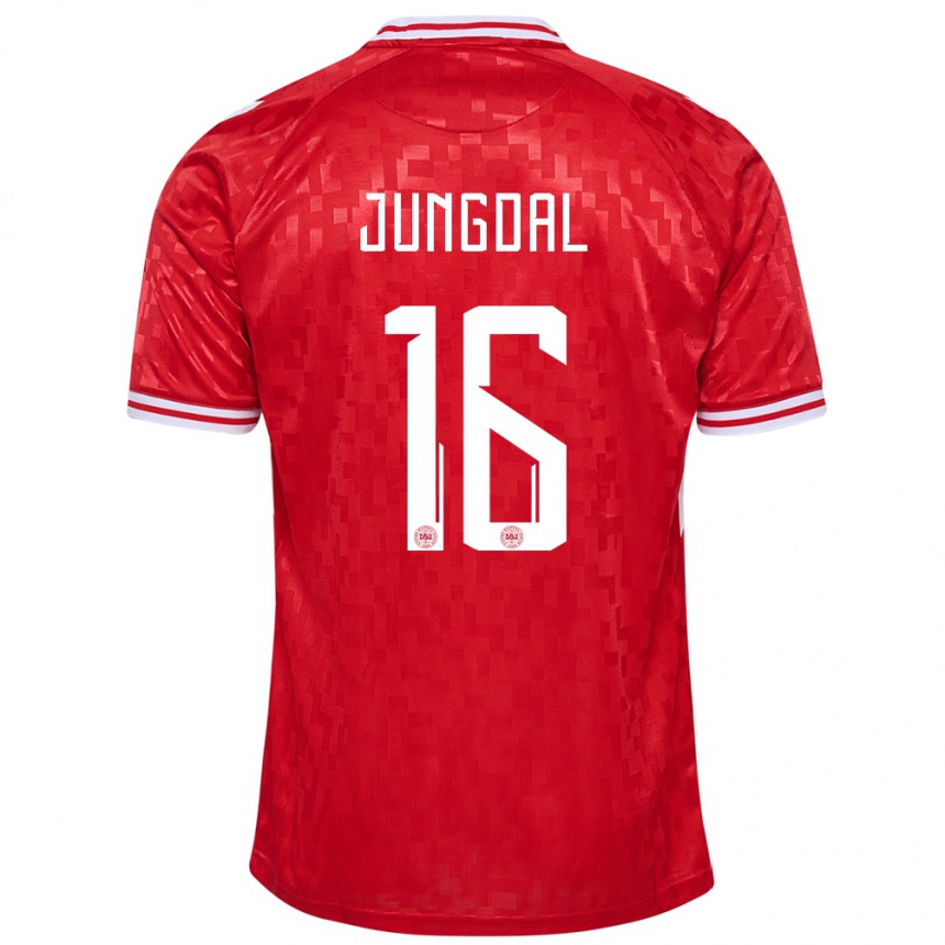 Kids Football Denmark Andreas Jungdal #16 Red Home Jersey 24-26 T-Shirt Canada