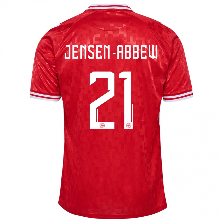 Kids Football Denmark Jonas Jensen-Abbew #21 Red Home Jersey 24-26 T-Shirt Canada