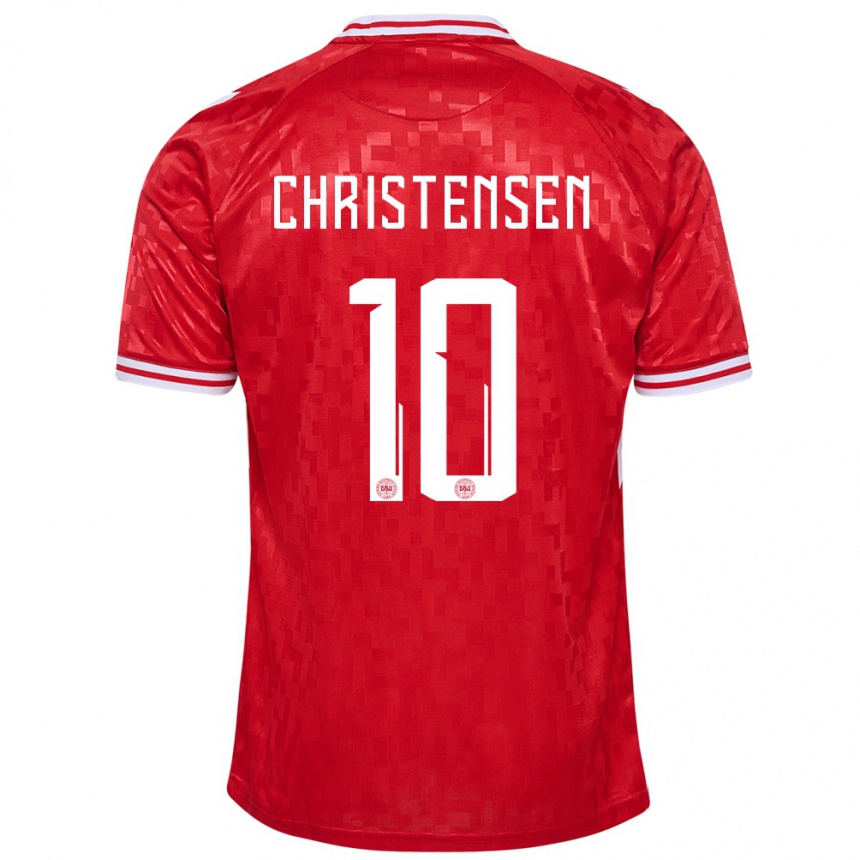 Kids Football Denmark Gustav Christensen #10 Red Home Jersey 24-26 T-Shirt Canada