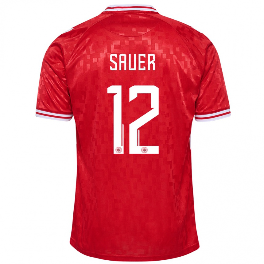 Kids Football Denmark Mathias Sauer #12 Red Home Jersey 24-26 T-Shirt Canada