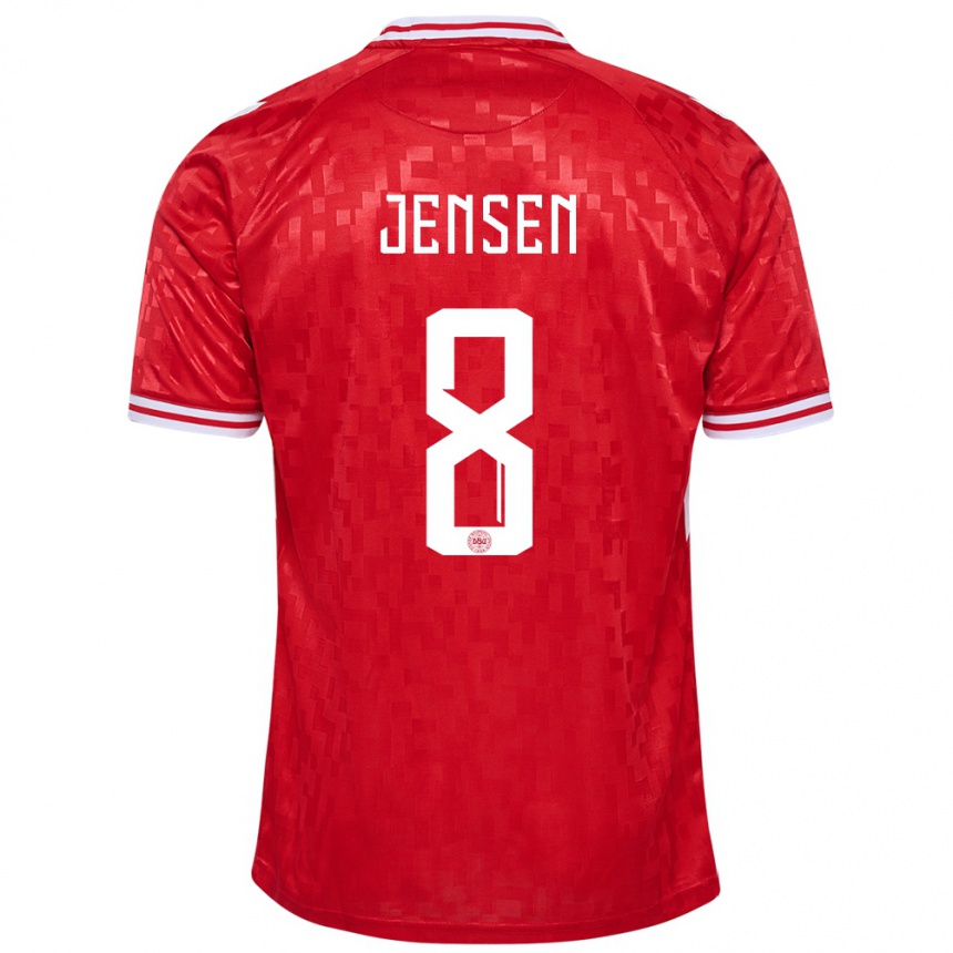 Kids Football Denmark Tobias Lund Jensen #8 Red Home Jersey 24-26 T-Shirt Canada