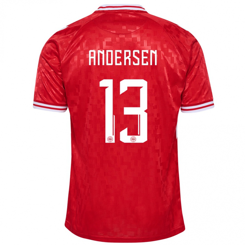 Kids Football Denmark Frej Andersen #13 Red Home Jersey 24-26 T-Shirt Canada