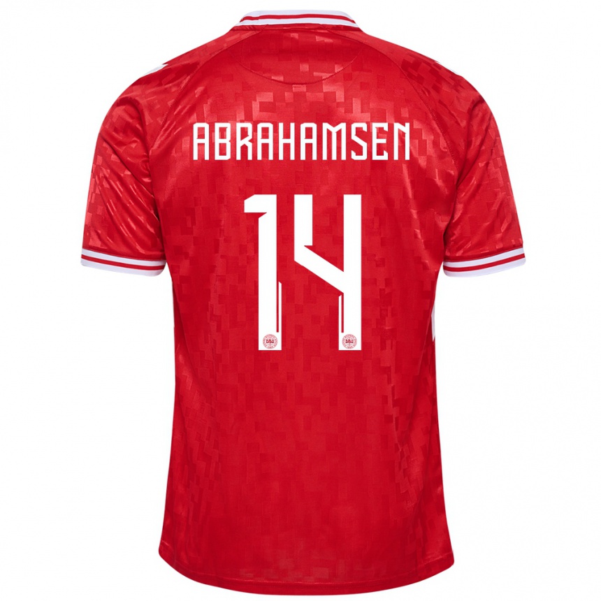 Kids Football Denmark Mads Abrahamsen #14 Red Home Jersey 24-26 T-Shirt Canada