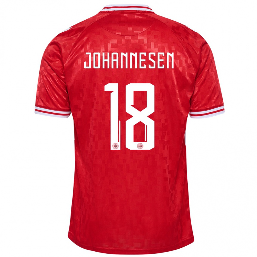 Kids Football Denmark Sofus Johannesen #18 Red Home Jersey 24-26 T-Shirt Canada