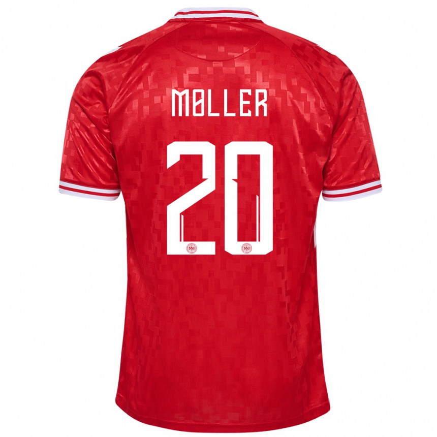 Kids Football Denmark Caroline Moller #20 Red Home Jersey 24-26 T-Shirt Canada