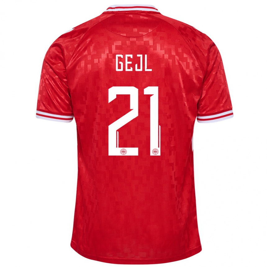 Kids Football Denmark Mille Gejl #21 Red Home Jersey 24-26 T-Shirt Canada