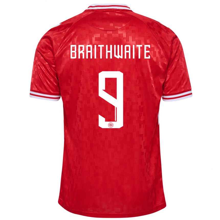 Kids Football Denmark Martin Braithwaite #9 Red Home Jersey 24-26 T-Shirt Canada