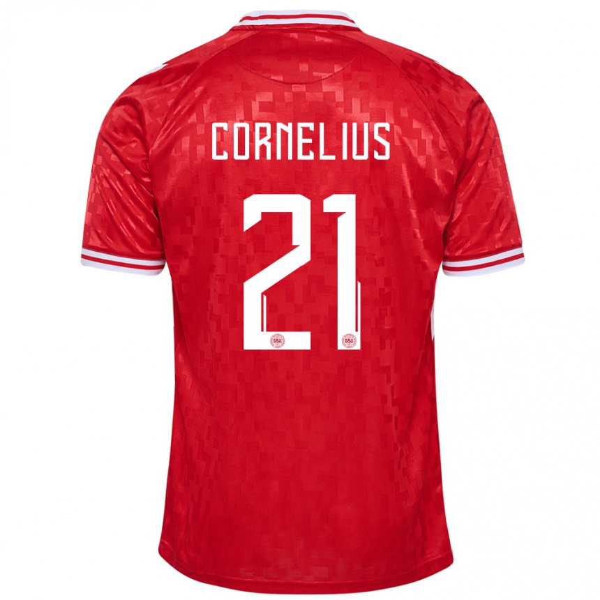 Kids Football Denmark Andreas Cornelius #21 Red Home Jersey 24-26 T-Shirt Canada