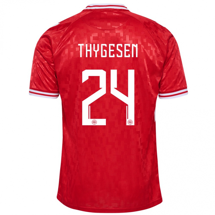 Kids Football Denmark Sarah Thygesen #24 Red Home Jersey 24-26 T-Shirt Canada