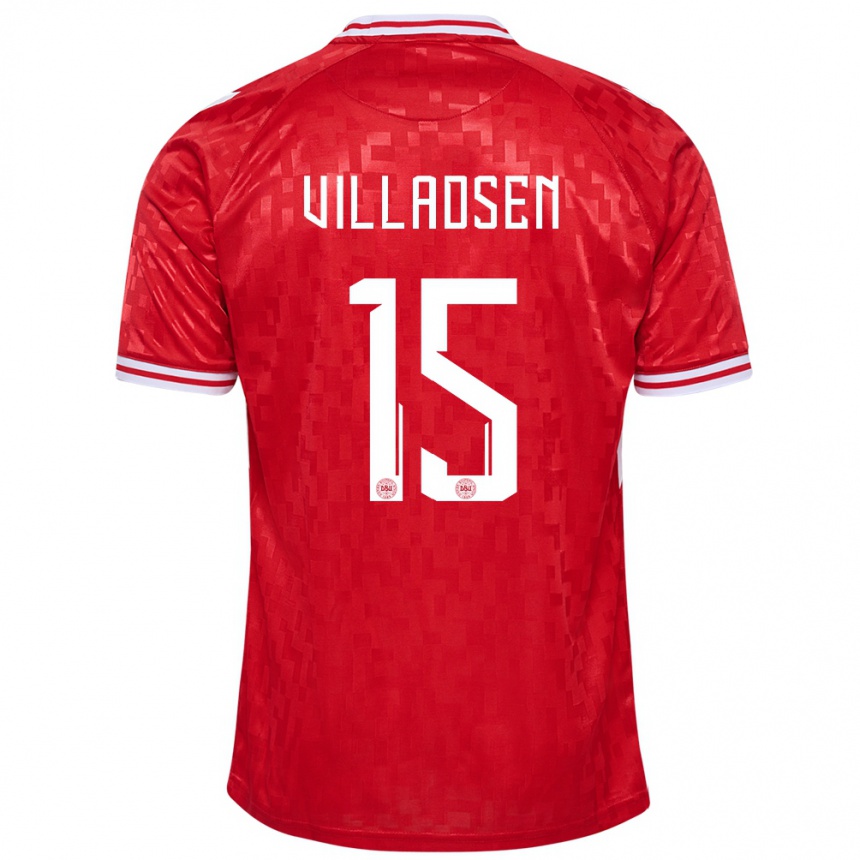 Kids Football Denmark Oliver Villadsen #15 Red Home Jersey 24-26 T-Shirt Canada