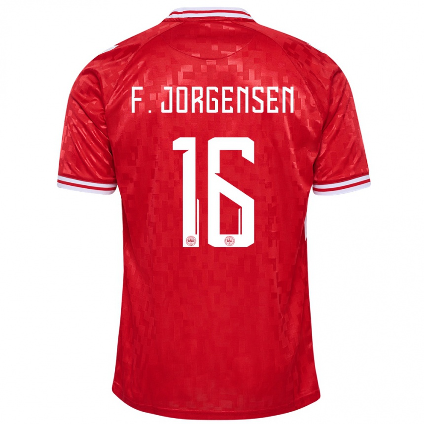 Kids Football Denmark Filip Jorgensen #16 Red Home Jersey 24-26 T-Shirt Canada