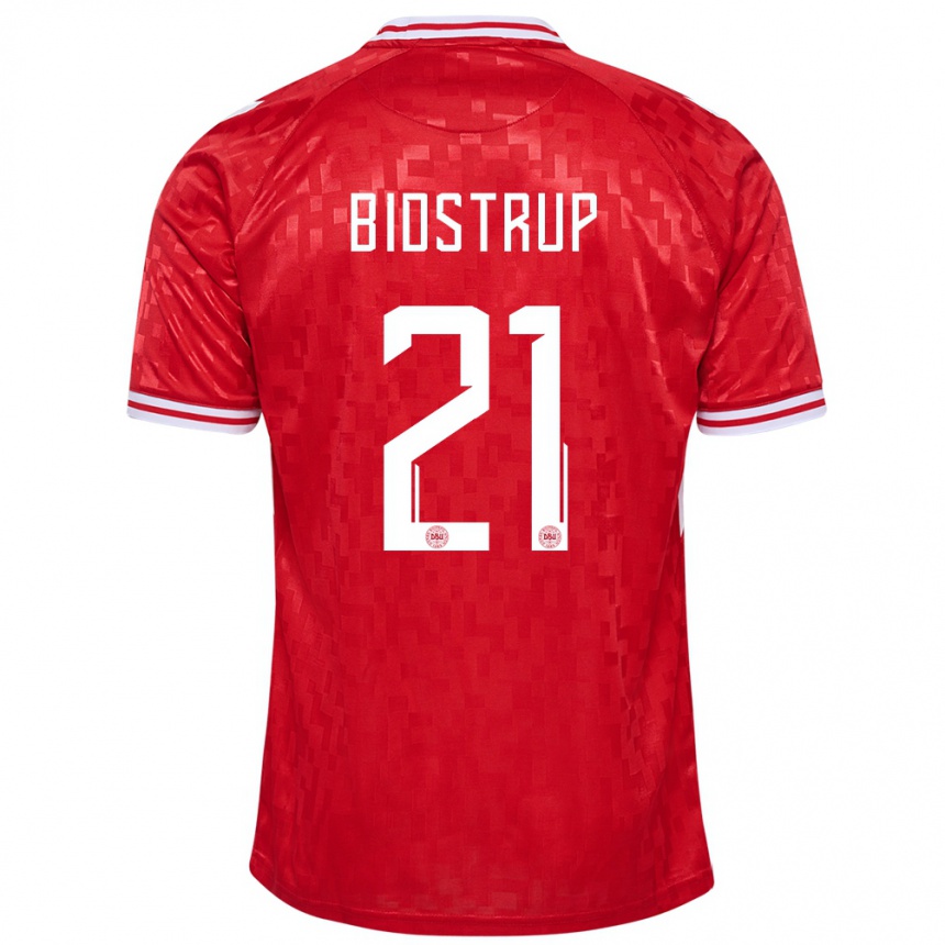 Kids Football Denmark Mads Bidstrup #21 Red Home Jersey 24-26 T-Shirt Canada