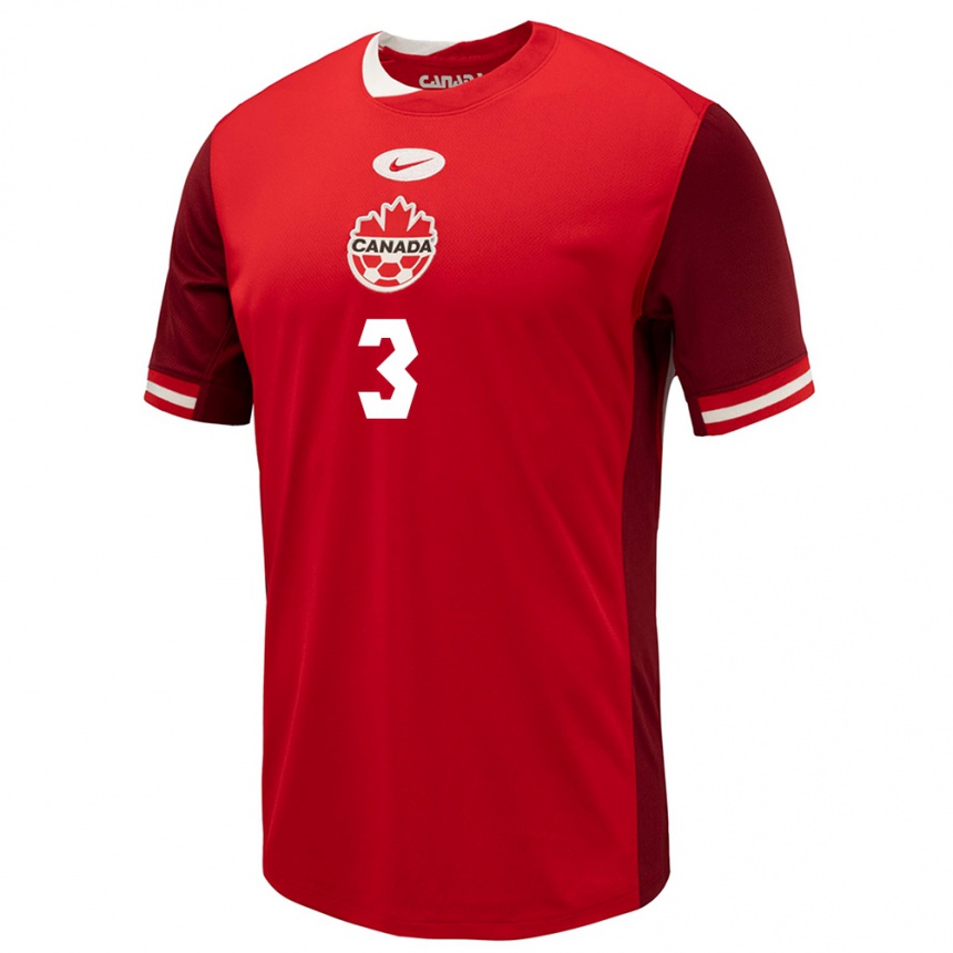 Kids Football Canada Samuel Adekugbe #3 Red Home Jersey 24-26 T-Shirt Canada