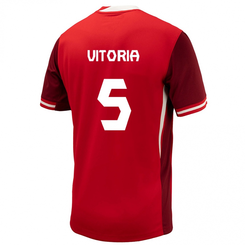 Kids Football Canada Steven Vitoria #5 Red Home Jersey 24-26 T-Shirt Canada