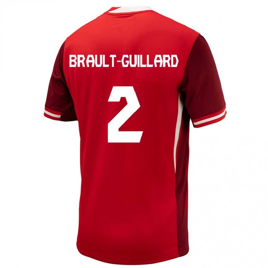 Kids Football Canada Zachary Brault-Guillard #2 Red Home Jersey 24-26 T-Shirt Canada