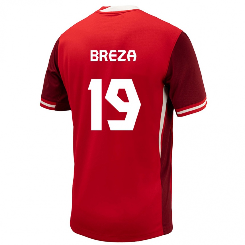 Kids Football Canada Sebastian Breza #19 Red Home Jersey 24-26 T-Shirt Canada