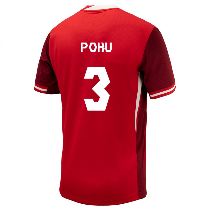 Kids Football Canada Kwasi Poku #3 Red Home Jersey 24-26 T-Shirt Canada