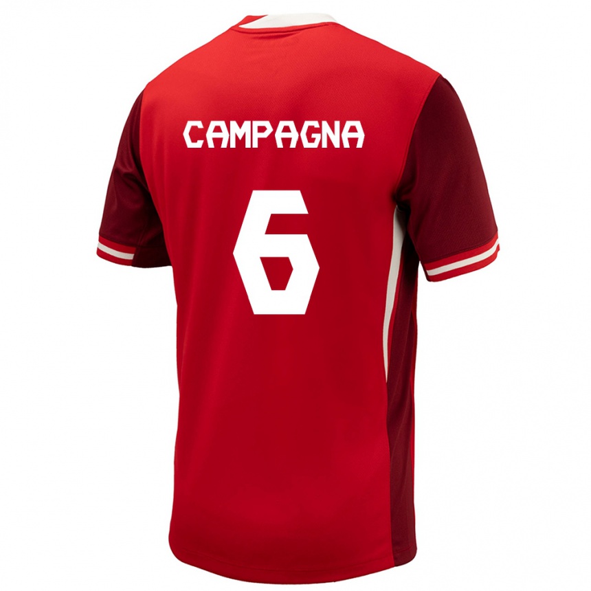 Kids Football Canada Matteo Campagna #6 Red Home Jersey 24-26 T-Shirt Canada