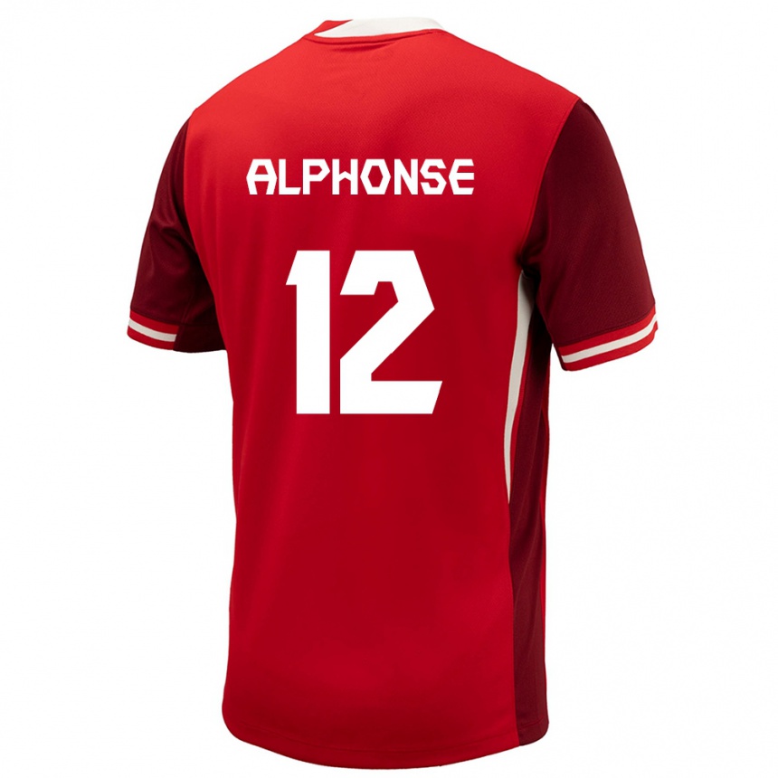 Kids Football Canada Jefferson Alphonse #12 Red Home Jersey 24-26 T-Shirt Canada