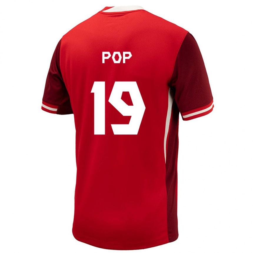 Kids Football Canada Erik Pop #19 Red Home Jersey 24-26 T-Shirt Canada