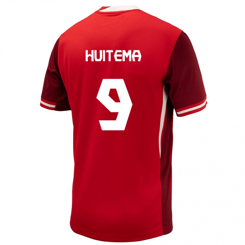 Kids Football Canada Jordyn Huitema #9 Red Home Jersey 24-26 T-Shirt Canada