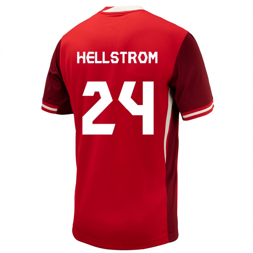 Kids Football Canada Jenna Hellstrom #24 Red Home Jersey 24-26 T-Shirt Canada