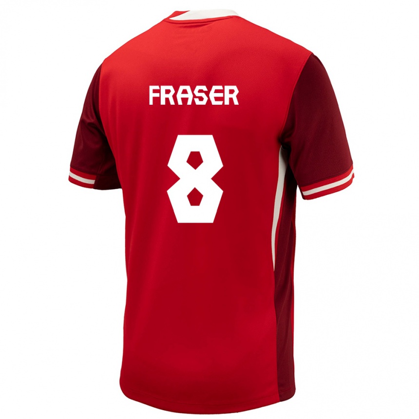 Kids Football Canada Liam Fraser #8 Red Home Jersey 24-26 T-Shirt Canada