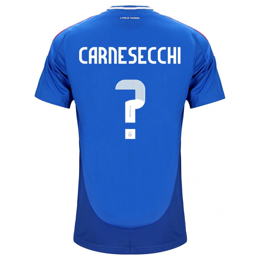 Kids Football Italy Marco Carnesecchi #0 Blue Home Jersey 24-26 T-Shirt Canada