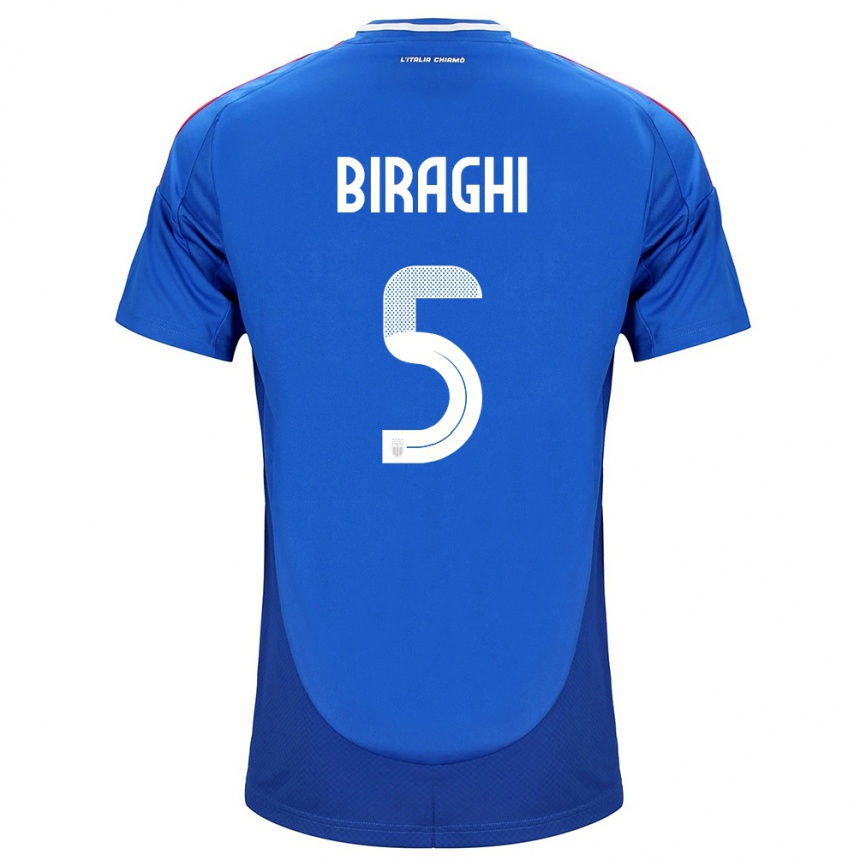 Kids Football Italy Cristiano Biraghi #5 Blue Home Jersey 24-26 T-Shirt Canada