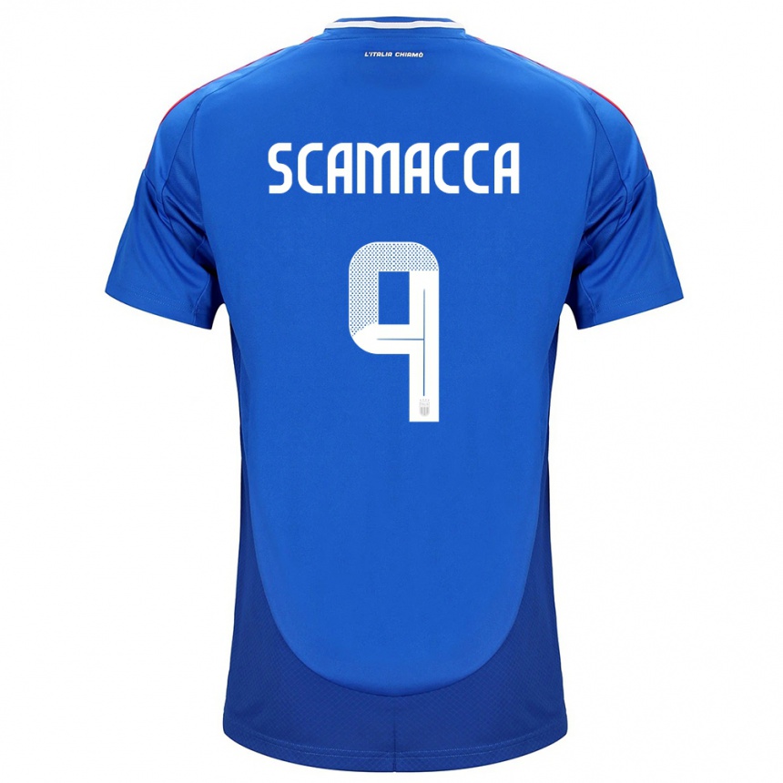 Kids Football Italy Gianluca Scamacca #9 Blue Home Jersey 24-26 T-Shirt Canada