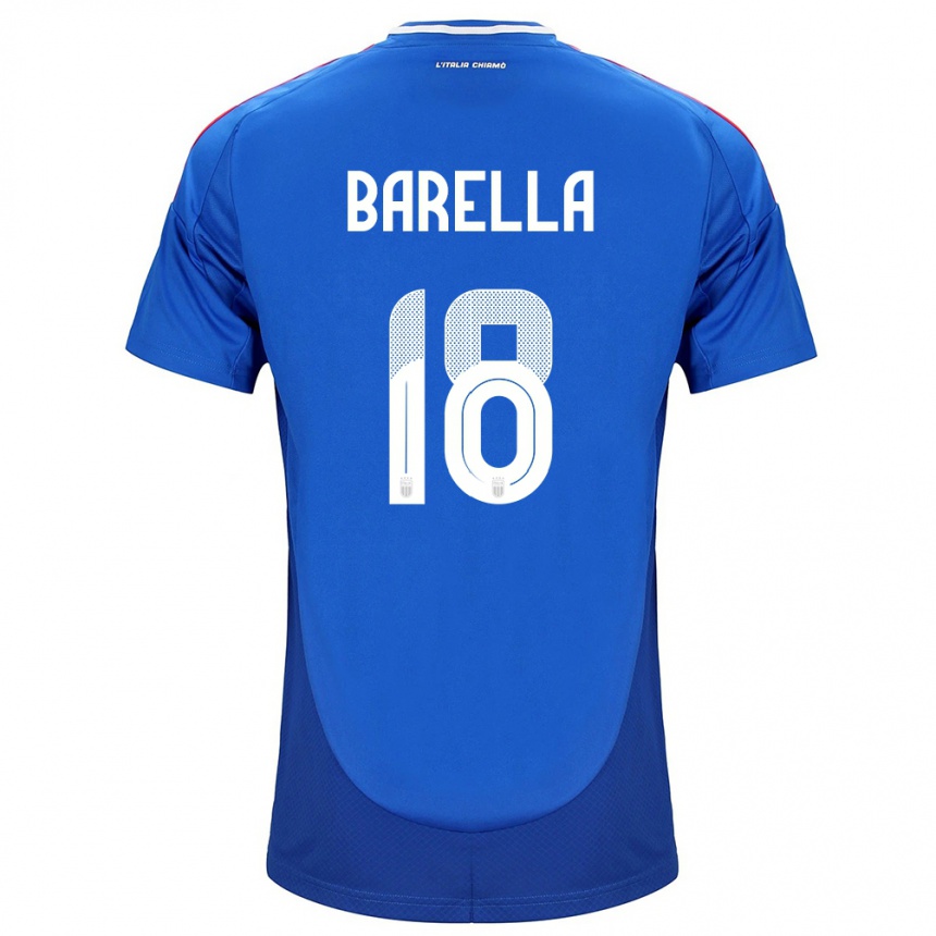 Kids Football Italy Nicolò Barella #18 Blue Home Jersey 24-26 T-Shirt Canada