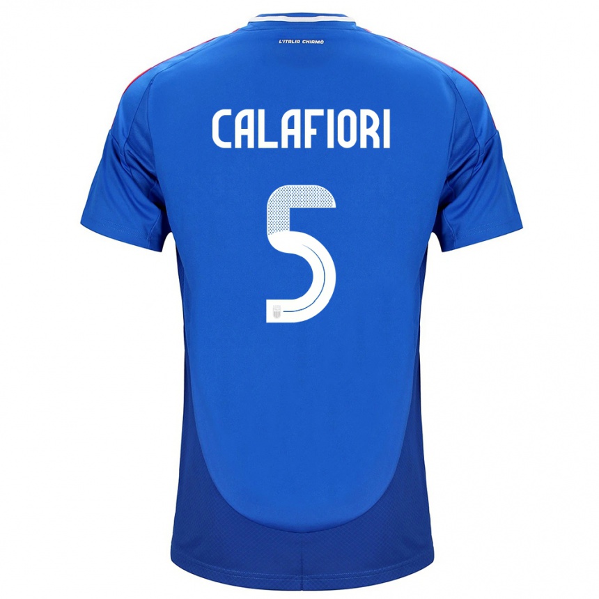 Kids Football Italy Riccardo Calafiori #5 Blue Home Jersey 24-26 T-Shirt Canada