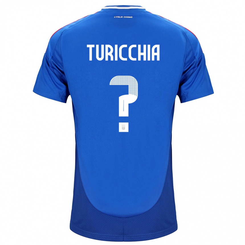 Kids Football Italy Riccardo Turicchia #0 Blue Home Jersey 24-26 T-Shirt Canada