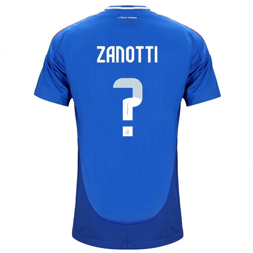 Kids Football Italy Mattia Zanotti #0 Blue Home Jersey 24-26 T-Shirt Canada