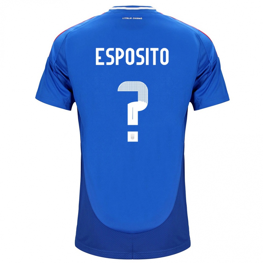 Kids Football Italy Francesco Pio Esposito #0 Blue Home Jersey 24-26 T-Shirt Canada