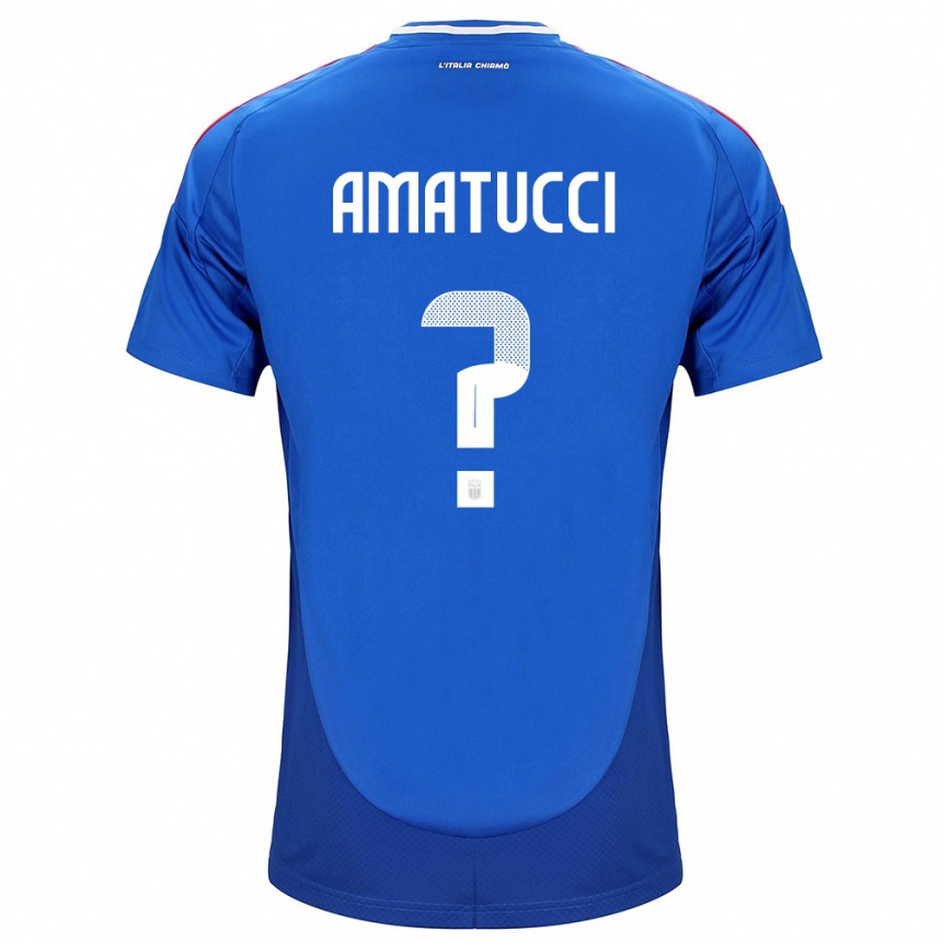 Kids Football Italy Lorenzo Amatucci #0 Blue Home Jersey 24-26 T-Shirt Canada