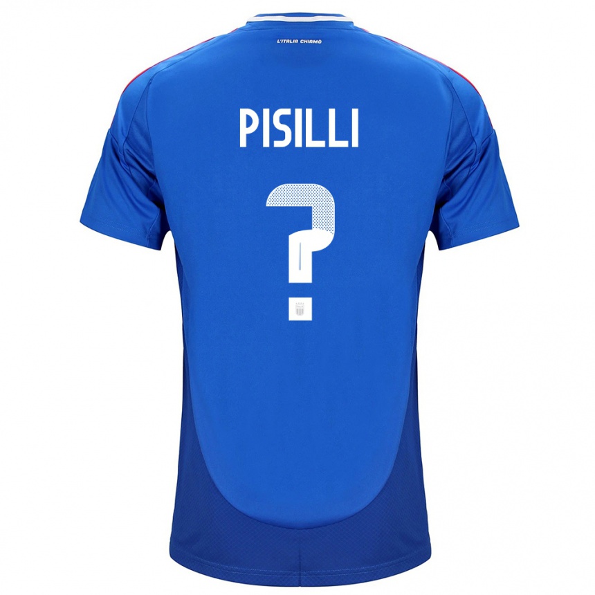 Kids Football Italy Niccolò Pisilli #0 Blue Home Jersey 24-26 T-Shirt Canada