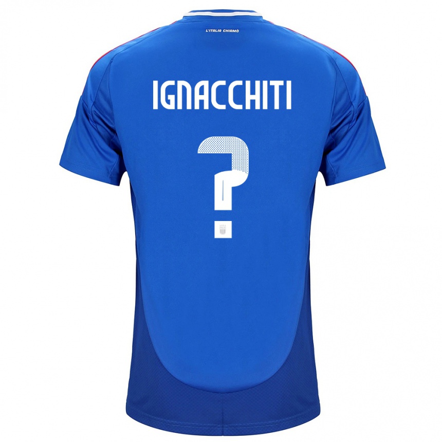 Kids Football Italy Lorenzo Ignacchiti #0 Blue Home Jersey 24-26 T-Shirt Canada